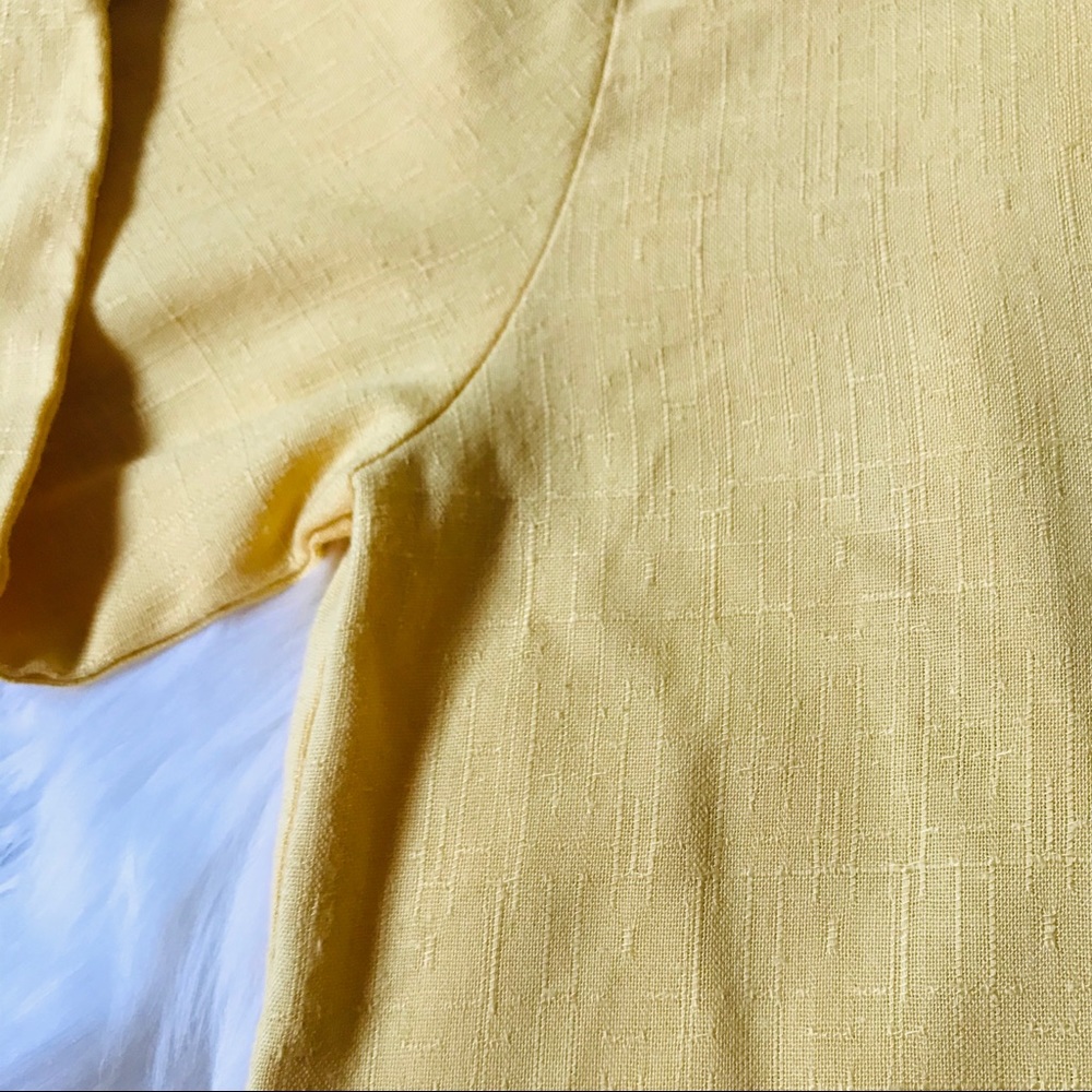 Joanna Yellow Blazer w/ Cropped Sleeves + Pockets, - Picture 4 of 6